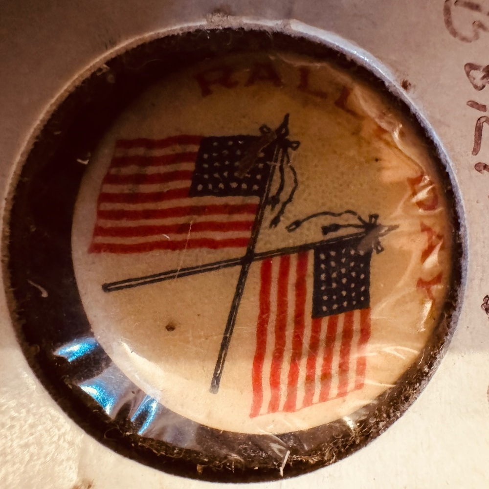 Antique 1915 or so WWI American Flag Rally Day Button patriotic, political